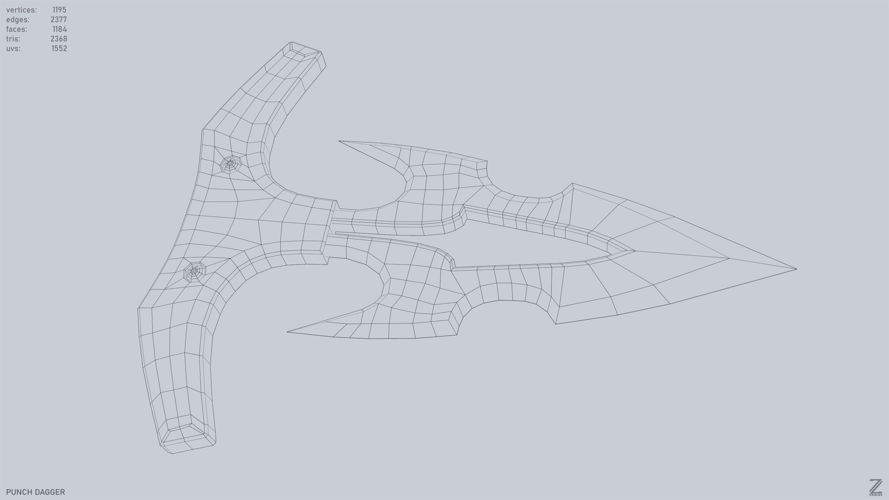 Punch dagger Low-poly 3D model_13