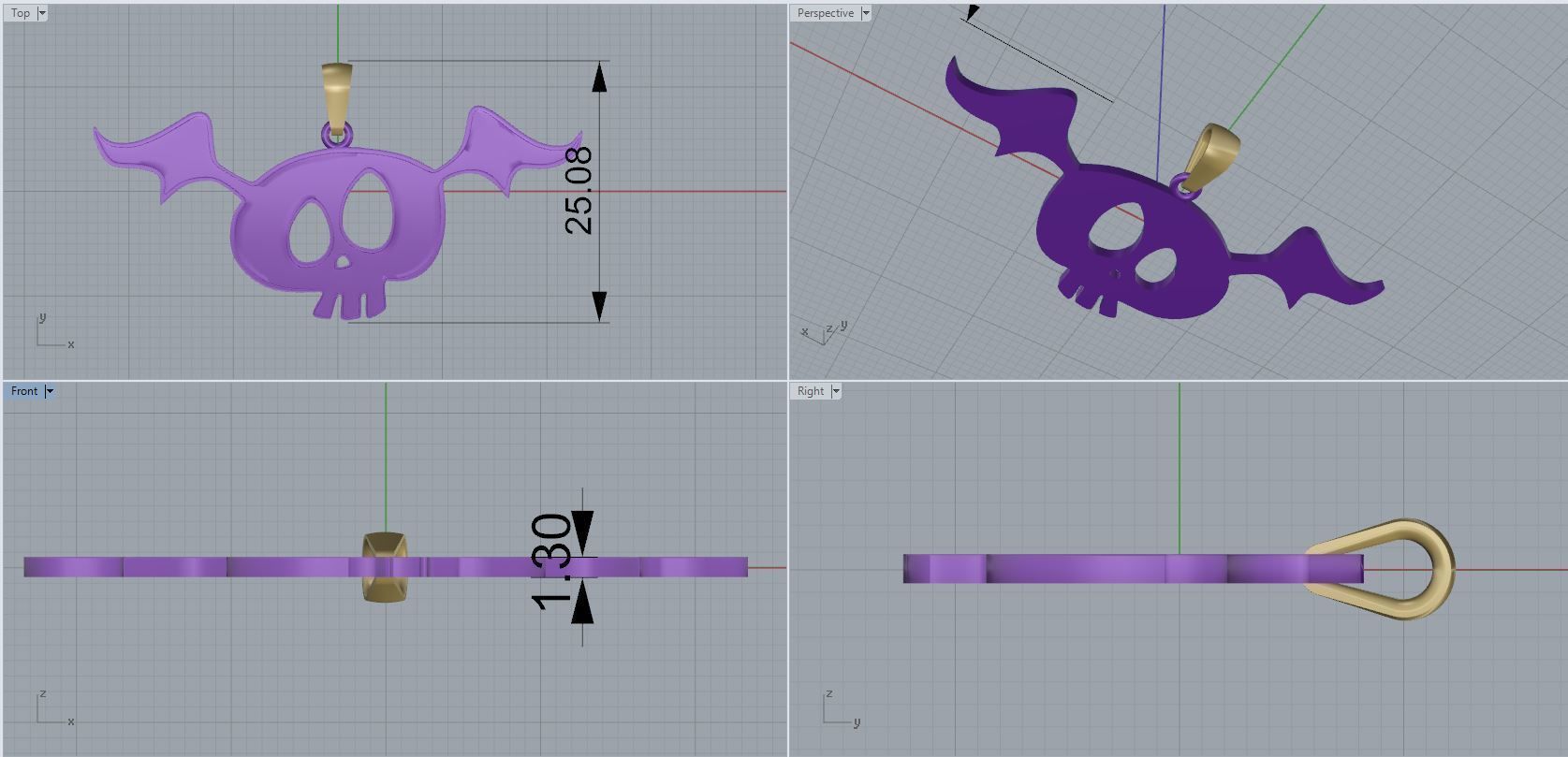 halloween skull pendant 3D print model_3