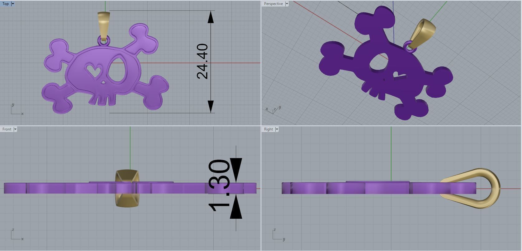 halloween skull pendant 3D print model_4