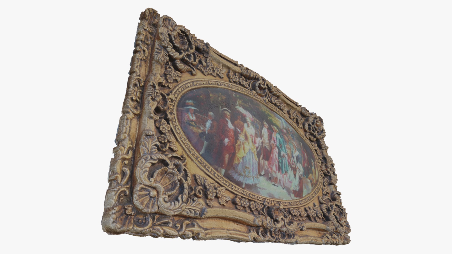 3D Scan Old Painting with classic gold frame 3 Low-poly 3D model_4