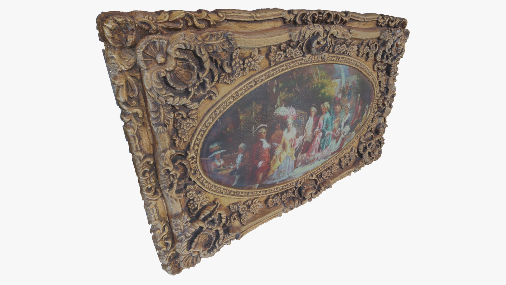 3D Scan Old Painting with classic gold frame 3 Low-poly 3D model_2