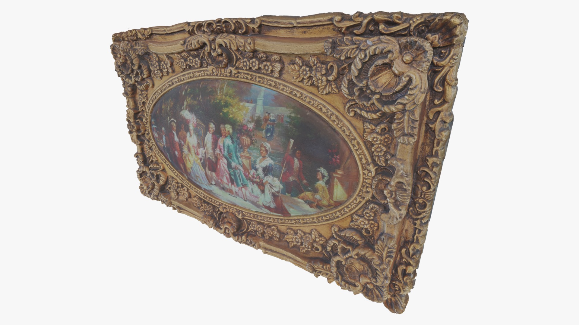 3D Scan Old Painting with classic gold frame 3 Low-poly 3D model_5