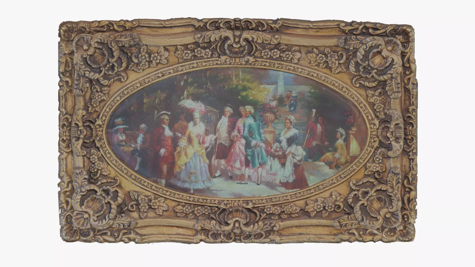 3D Scan Old Painting with classic gold frame 3 Low-poly 3D model_0