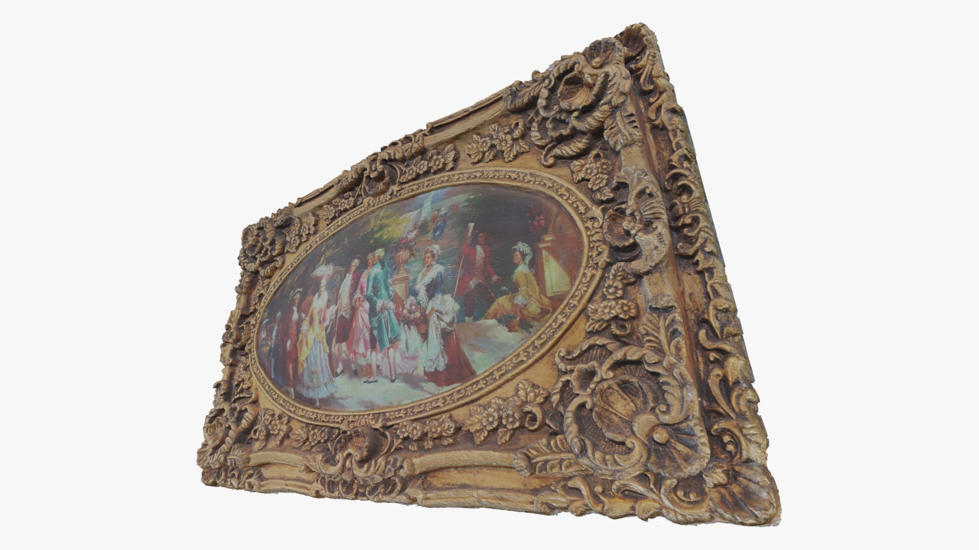 3D Scan Old Painting with classic gold frame 3 Low-poly 3D model_3