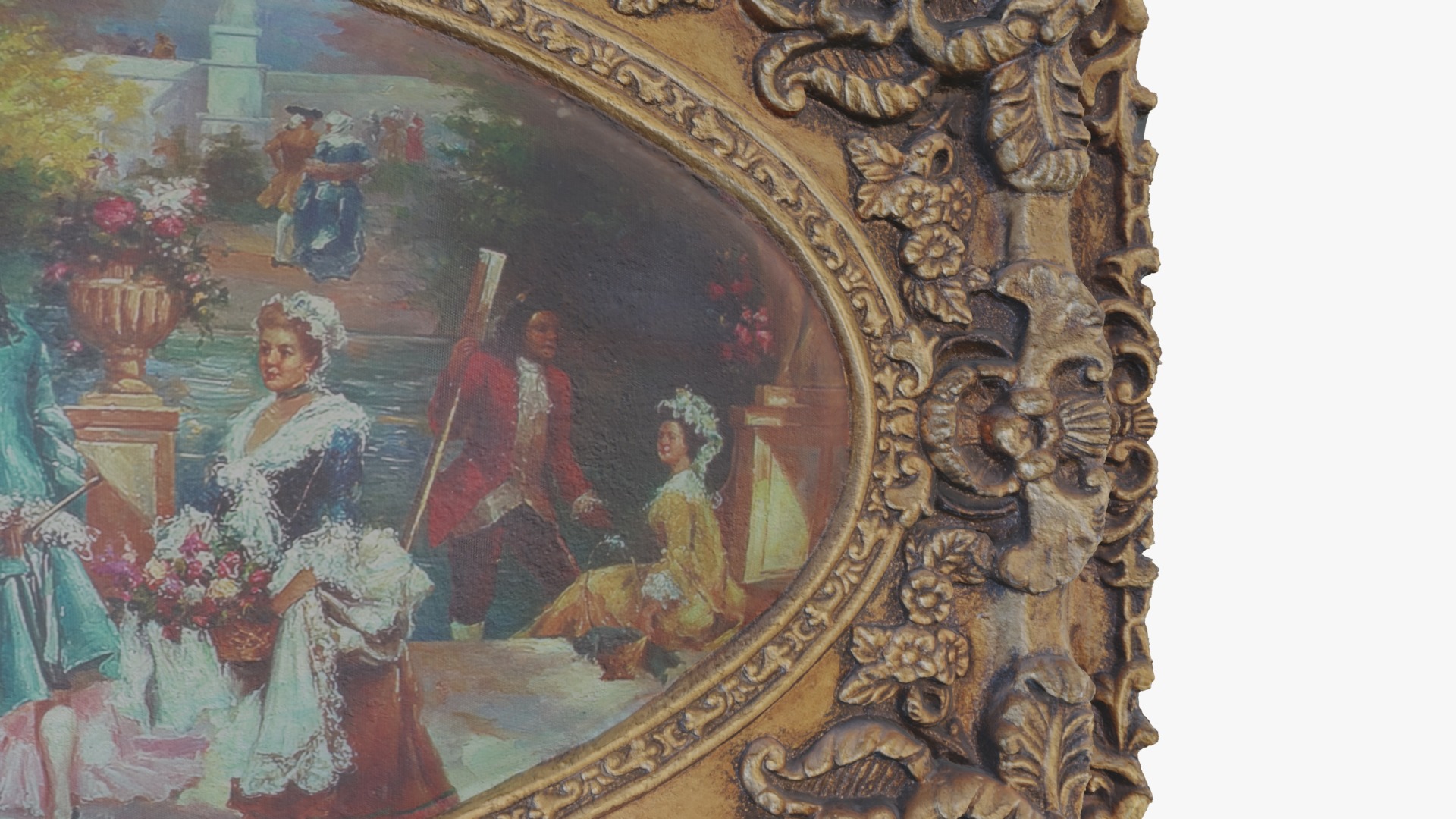 3D Scan Old Painting with classic gold frame 3 Low-poly 3D model_8