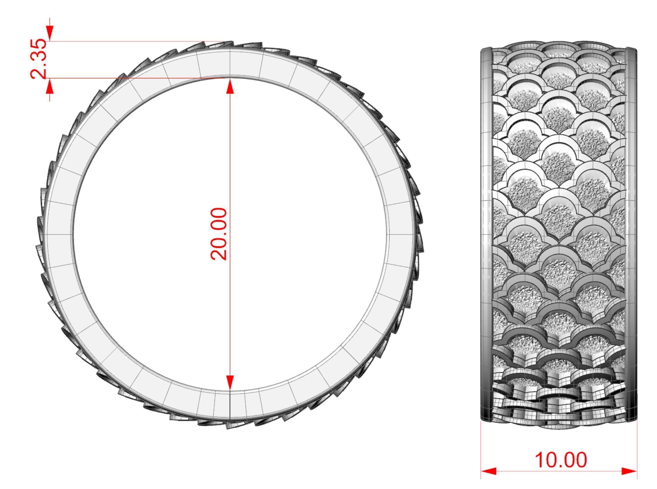 Japan pattern ring 3D print model_7