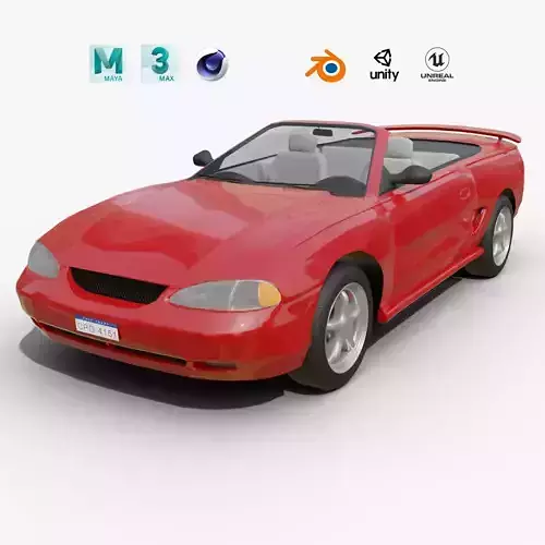 Convertible Sports Car Realistic and Game Ready Asset 3D model