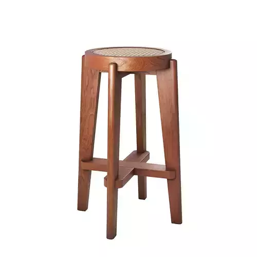DETJER Dark Brown Cane Bar Stool 