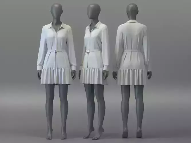 Shirt Dress with Frilled Skirt