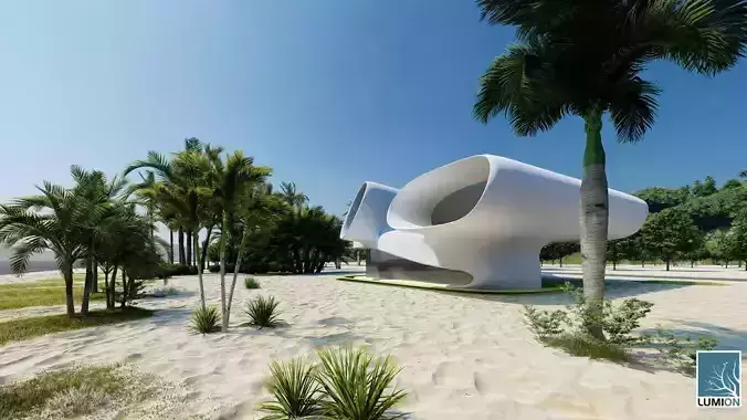 Futuristic Beachside Pavilion 3D Model