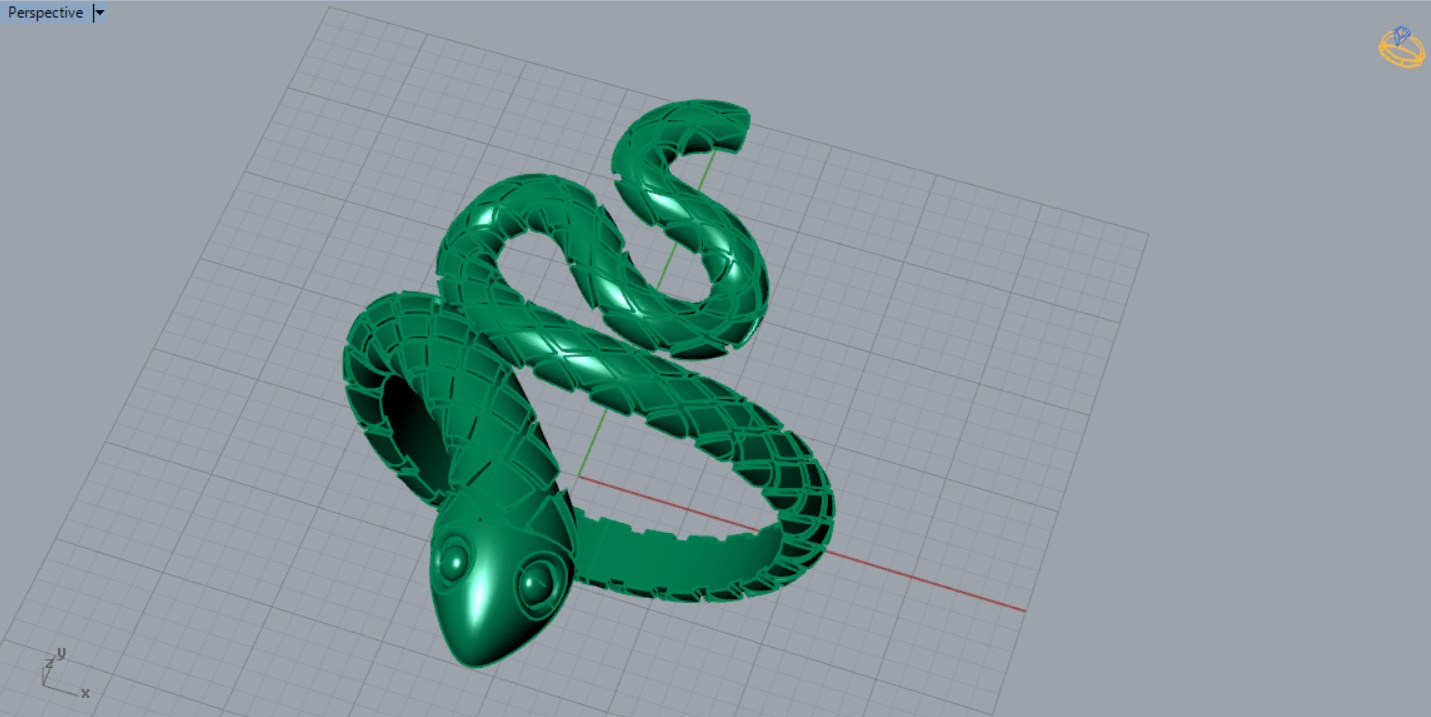 gold snake 3dm stl ring gr0017 3D print model_6