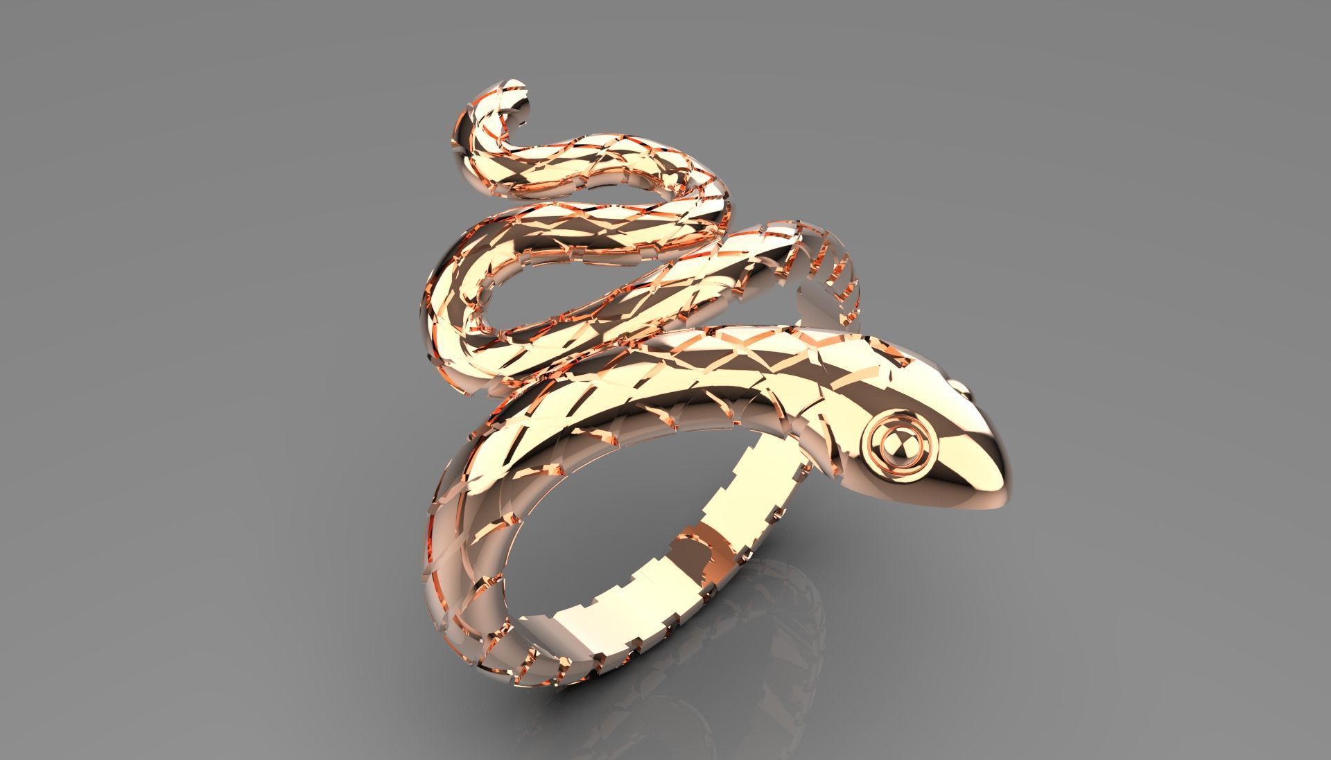 gold snake 3dm stl ring gr0017 3D print model_18