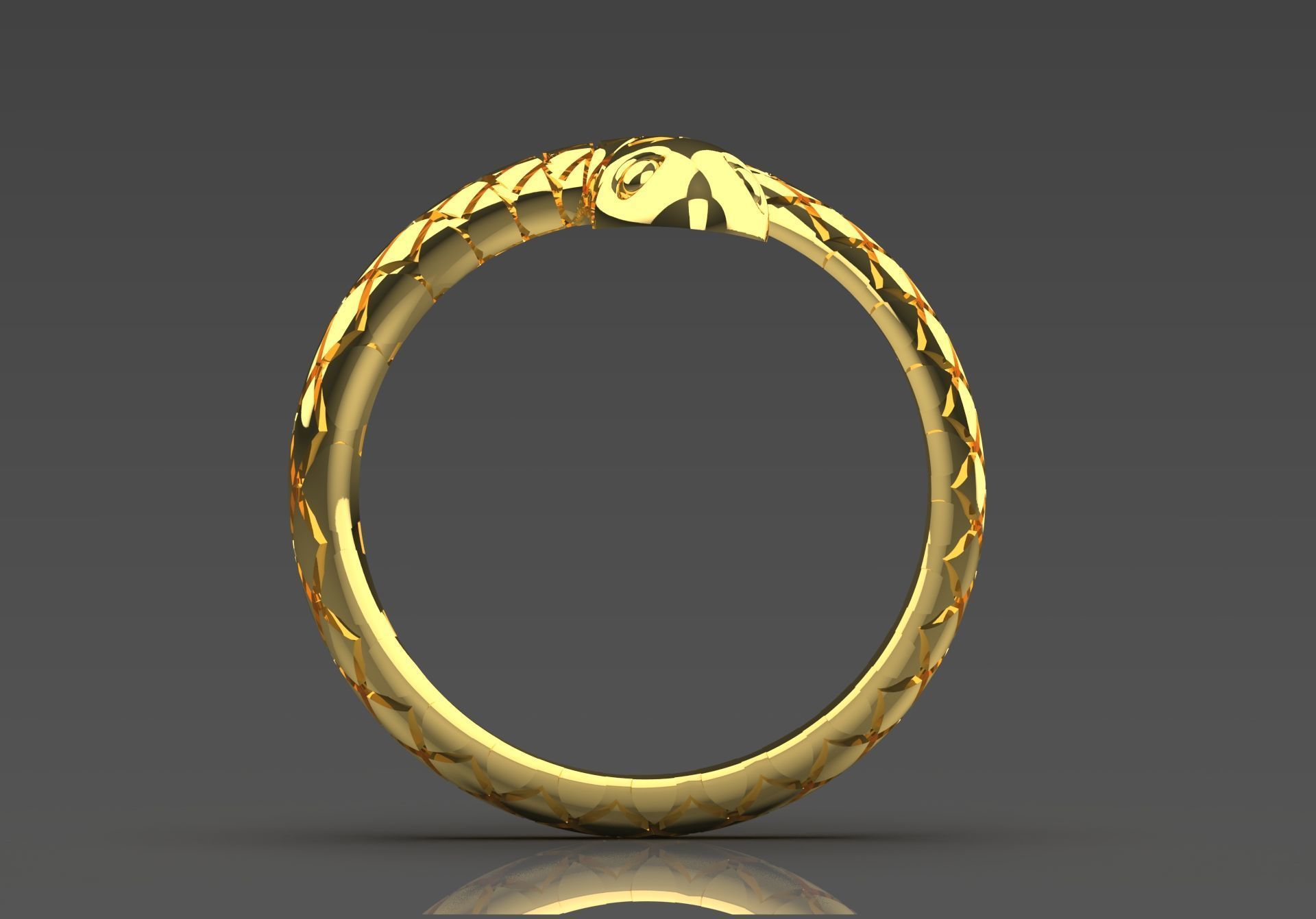 gold snake 3dm stl ring gr0017 3D print model_2