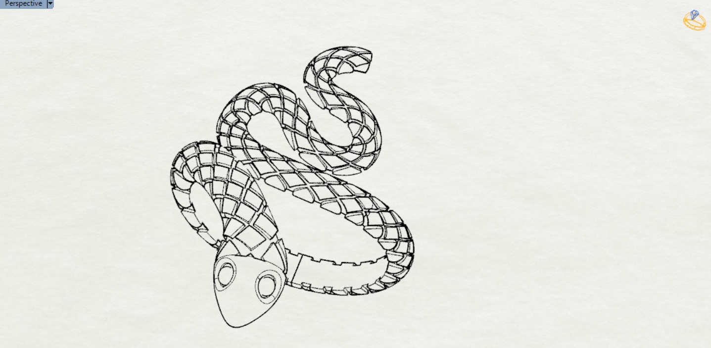 gold snake 3dm stl ring gr0017 3D print model_7