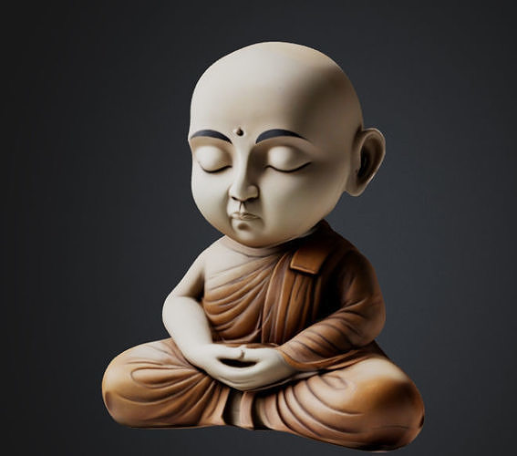 Serene meditation monk Low-poly 3D model