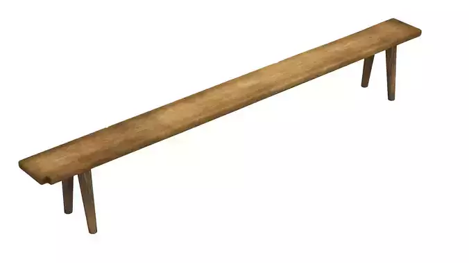 Antique Rustic Pine Wooden Long Bench