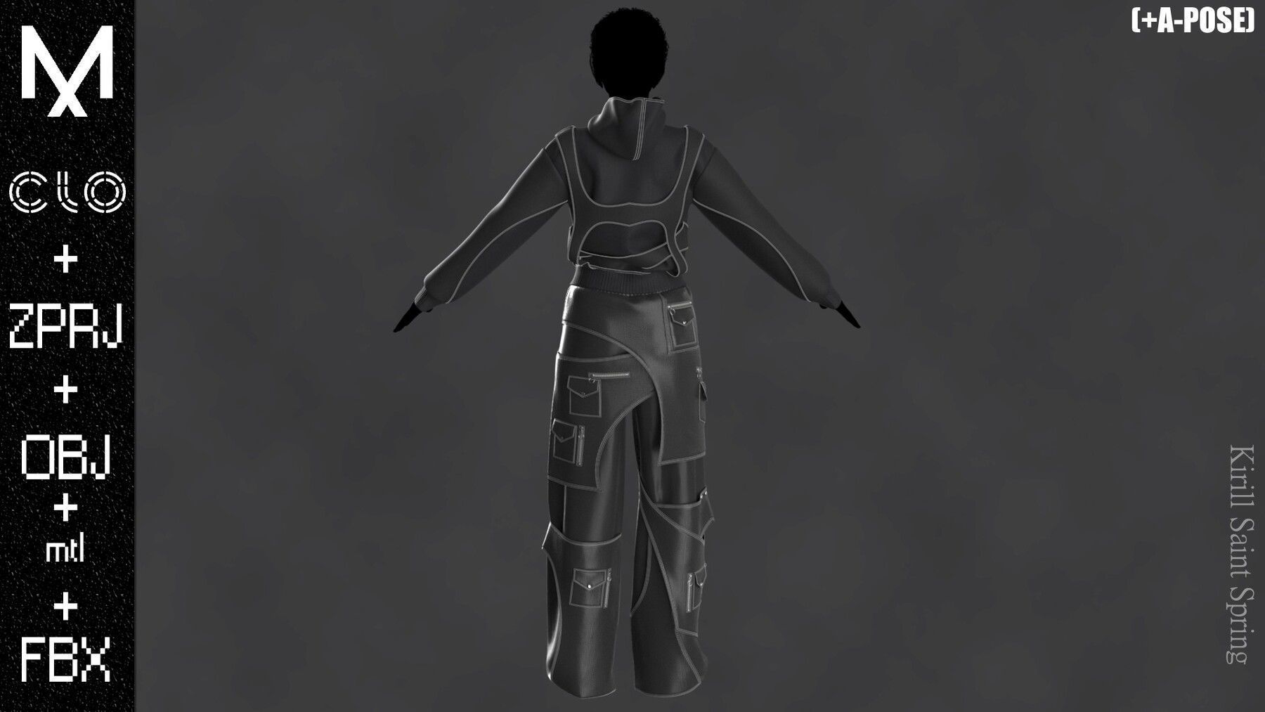 Nike Outfit A pose Marvelous designerClo3d OBJ mtl FBX ZPRJ 3D model_3