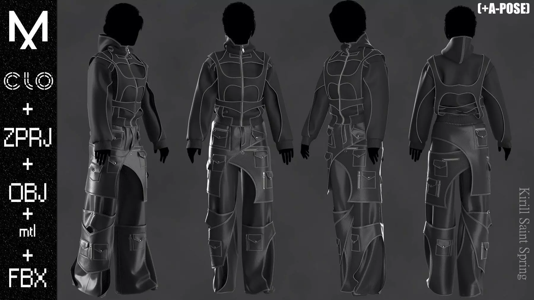 Nike Outfit A pose Marvelous designerClo3d OBJ mtl FBX ZPRJ 3D model_0