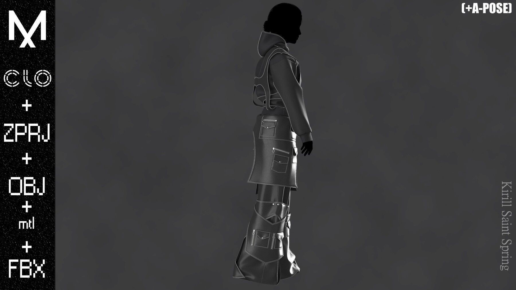 Nike Outfit A pose Marvelous designerClo3d OBJ mtl FBX ZPRJ 3D model_4