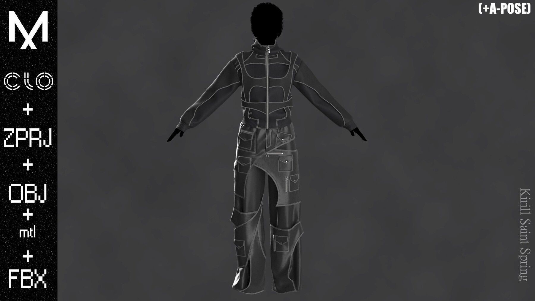Nike Outfit A pose Marvelous designerClo3d OBJ mtl FBX ZPRJ 3D model_2