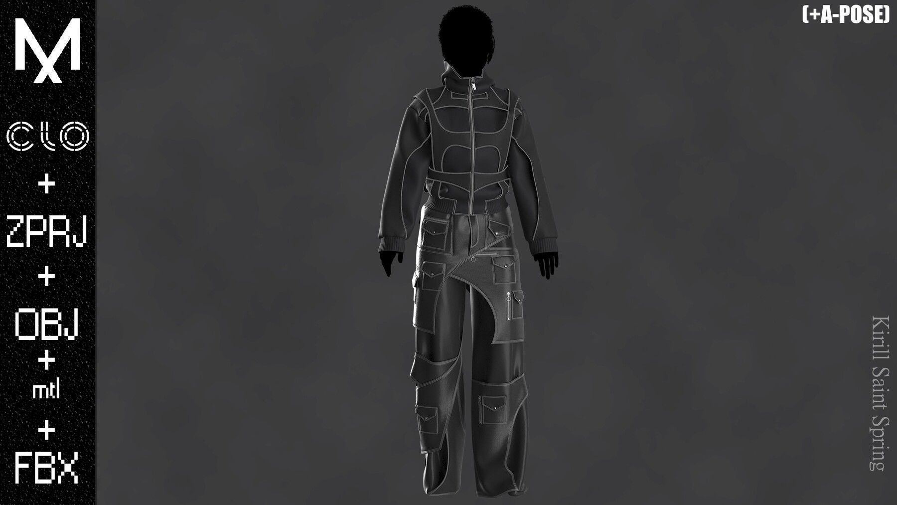 Nike Outfit A pose Marvelous designerClo3d OBJ mtl FBX ZPRJ 3D model_8