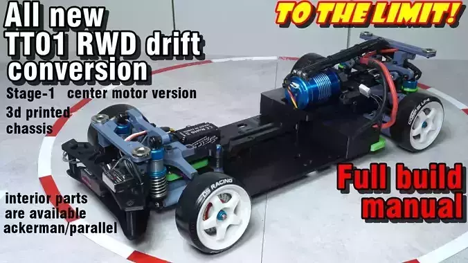 All new Tamiya TT01 RWD drift conversion kit stage 1 3D print model