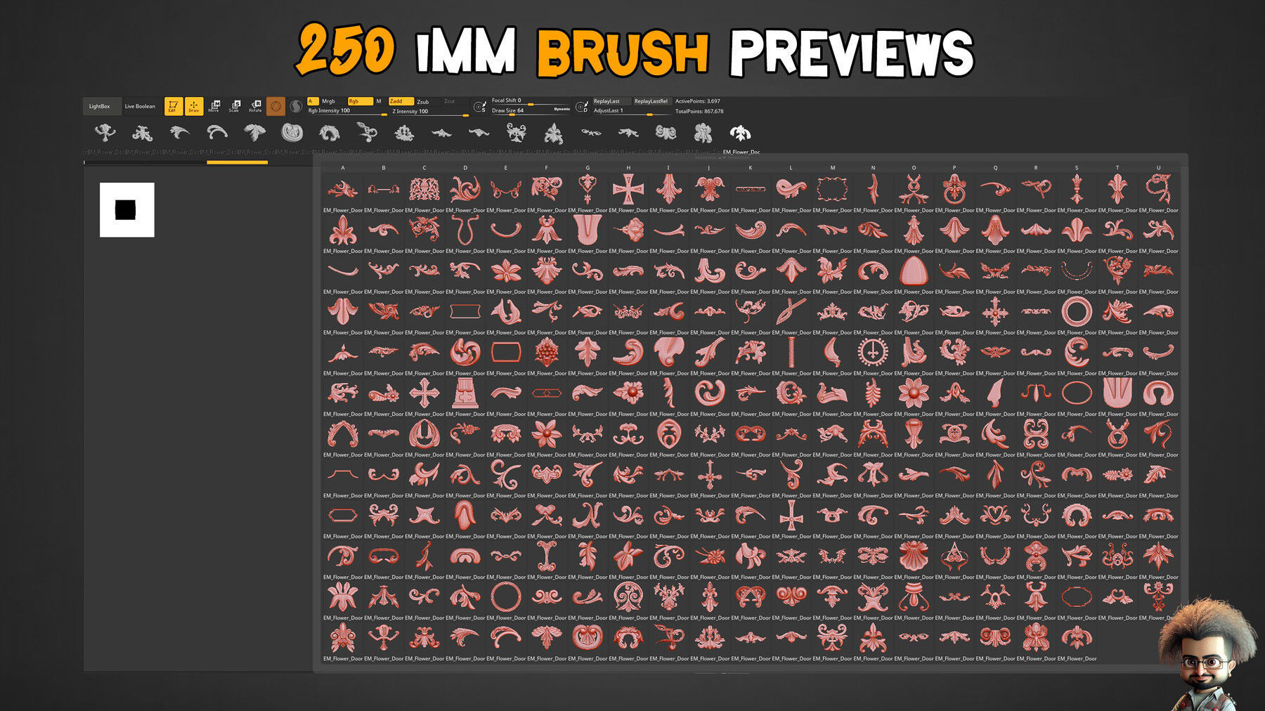 7 Professional Medieval Door and 250 Alpha Brushes Vol 19 Low-poly 3D model_12