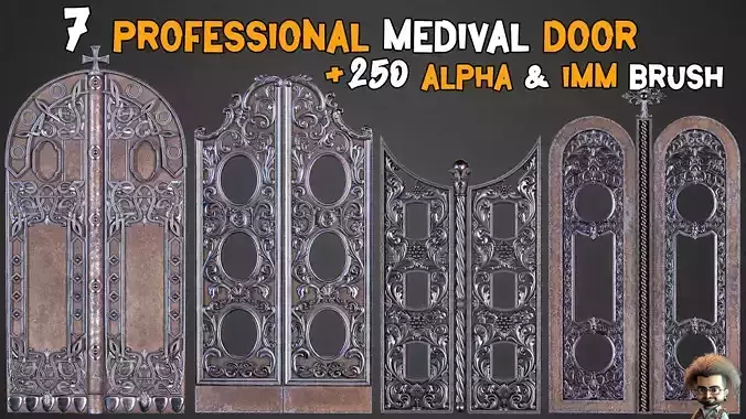 7 Professional Medieval Door and 250 Alpha Brushes Vol 19