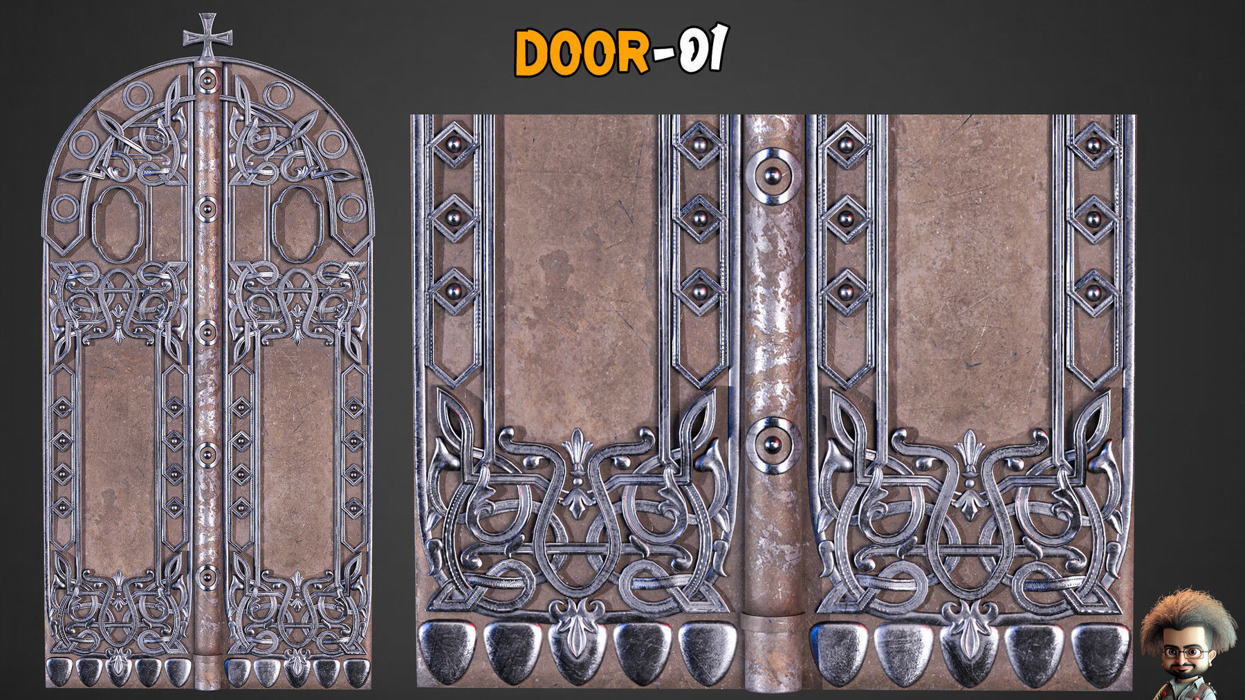 7 Professional Medieval Door and 250 Alpha Brushes Vol 19 Low-poly 3D model_4