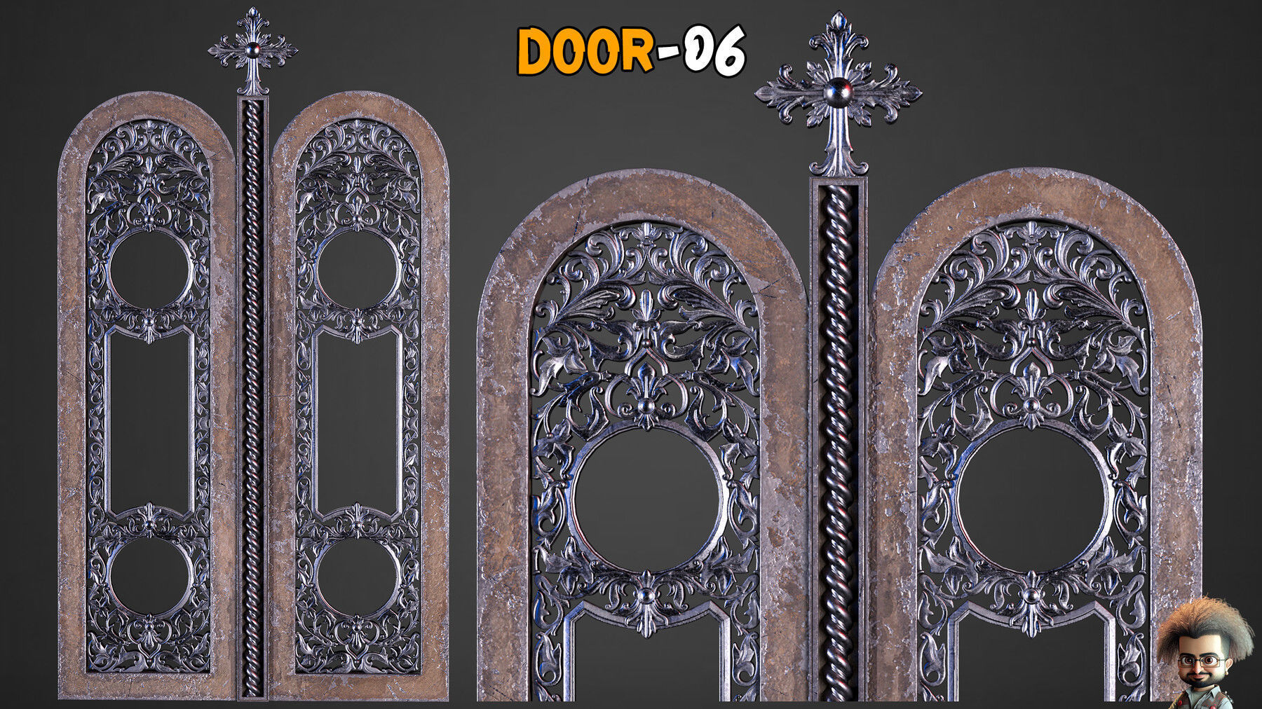 7 Professional Medieval Door and 250 Alpha Brushes Vol 19 Low-poly 3D model_9