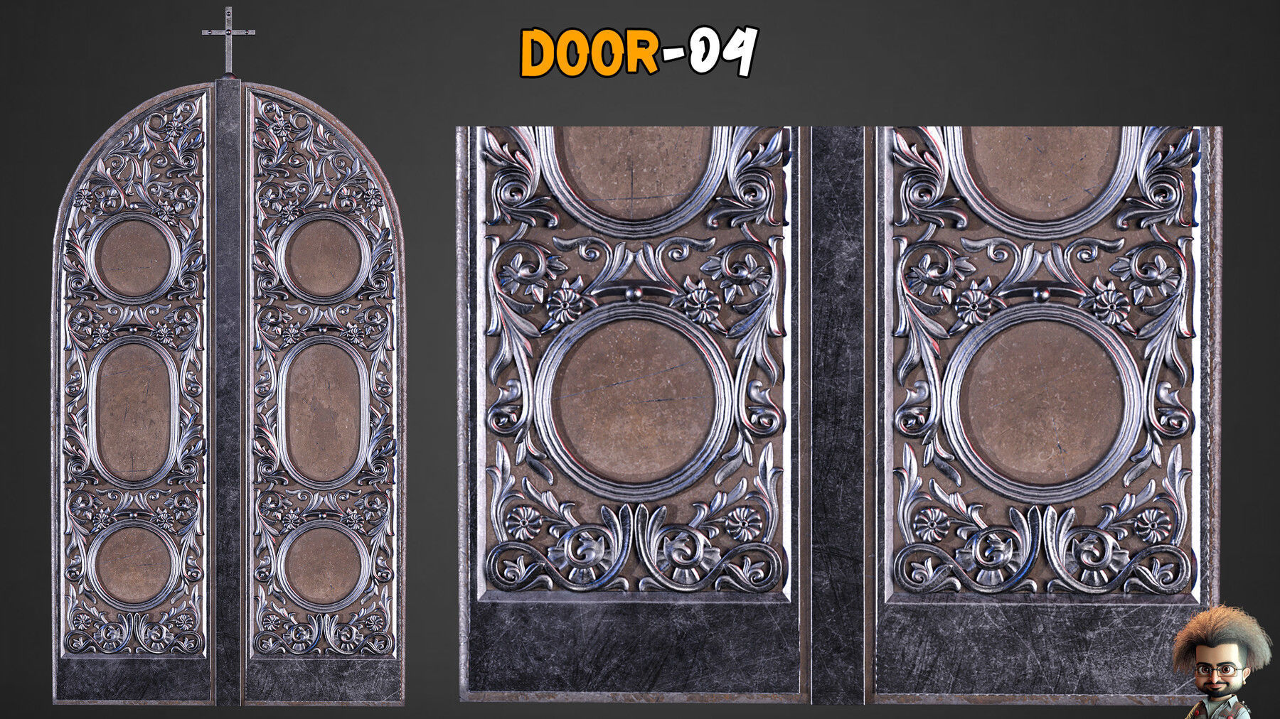 7 Professional Medieval Door and 250 Alpha Brushes Vol 19 Low-poly 3D model_7