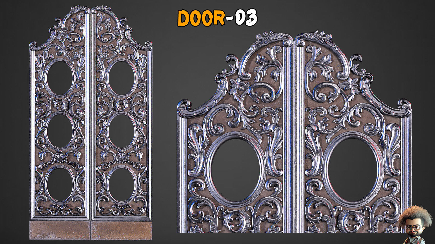 7 Professional Medieval Door and 250 Alpha Brushes Vol 19 Low-poly 3D model_6
