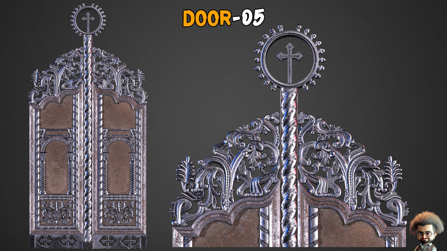 7 Professional Medieval Door and 250 Alpha Brushes Vol 19 Low-poly 3D model_8