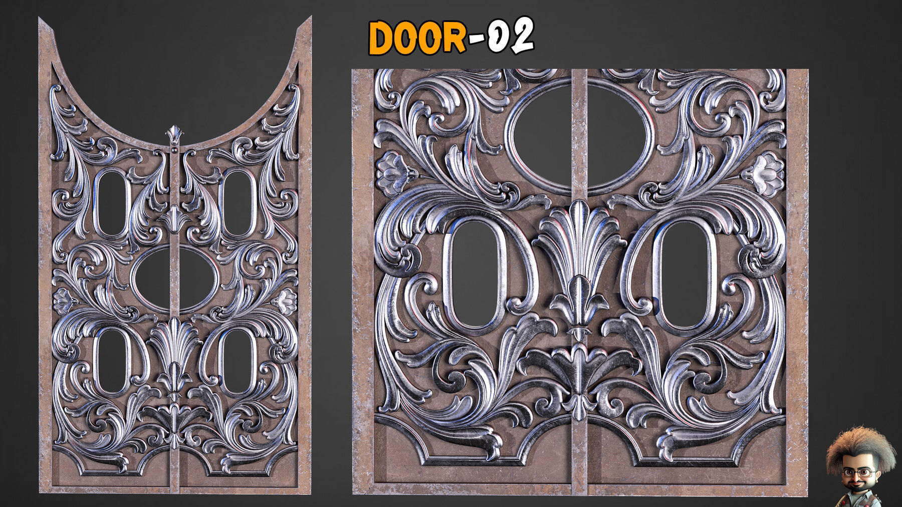 7 Professional Medieval Door and 250 Alpha Brushes Vol 19 Low-poly 3D model_5