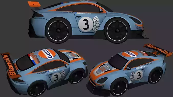 cartoon car vehicle 3d game ready model Low-poly 3D model-007