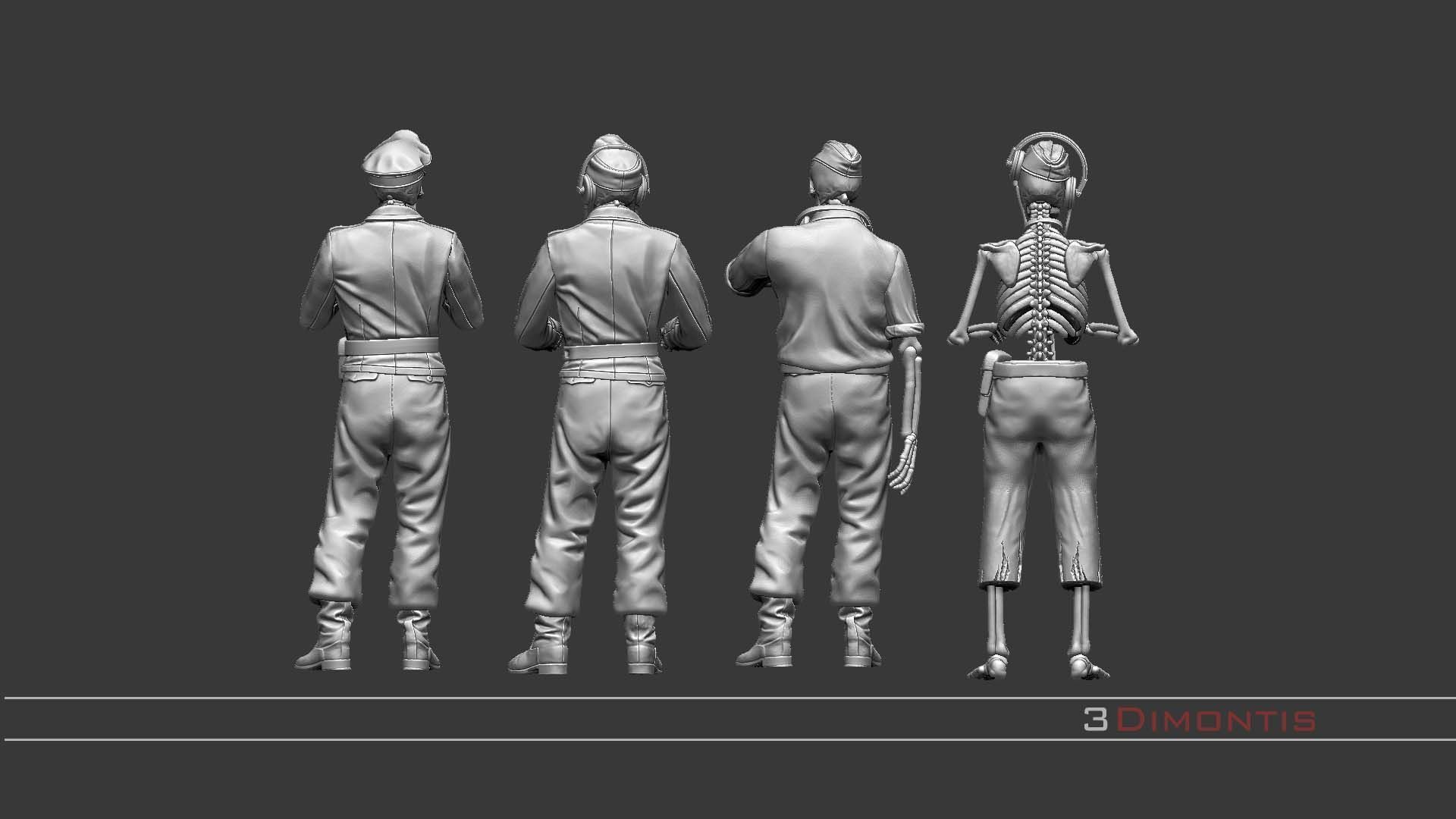 german tank crew skeletons 3D print model_13