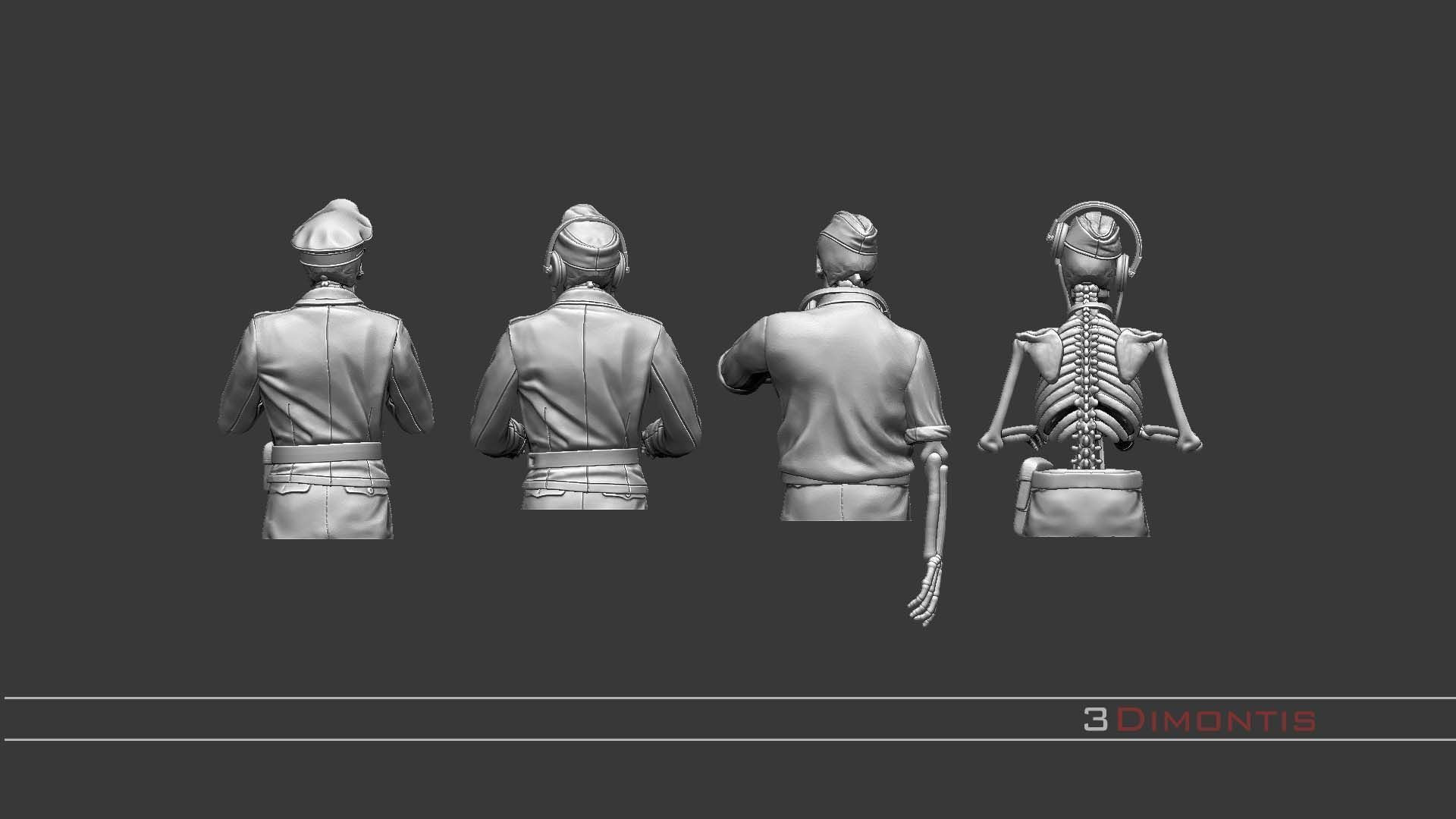 german tank crew skeletons 3D print model_4