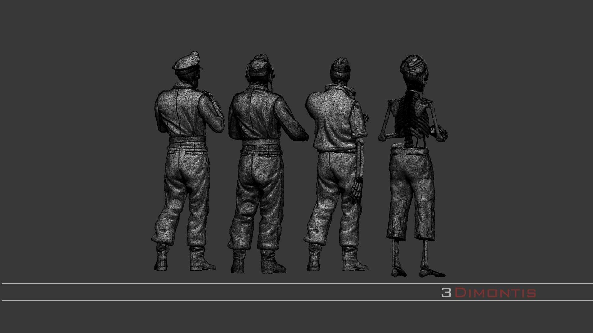 german tank crew skeletons 3D print model_30