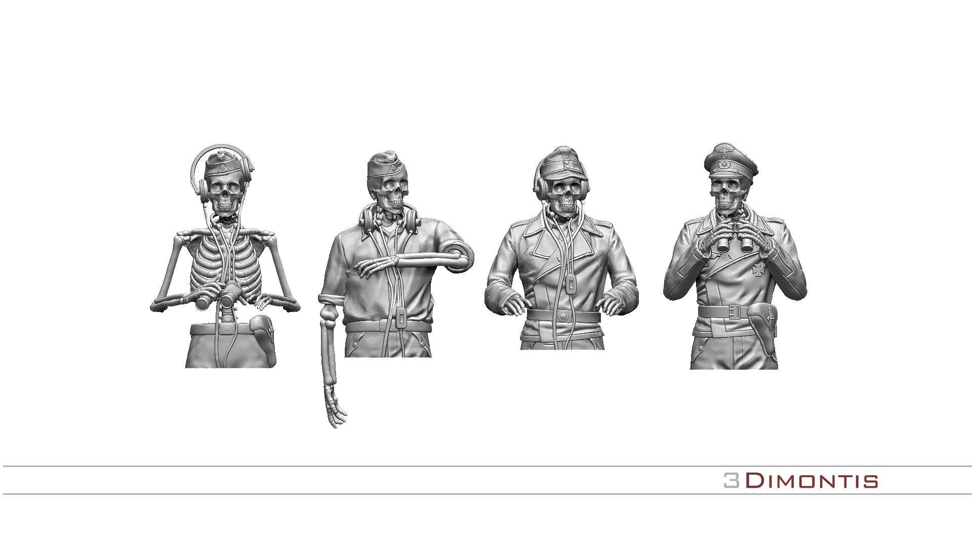 german tank crew skeletons 3D print model_36