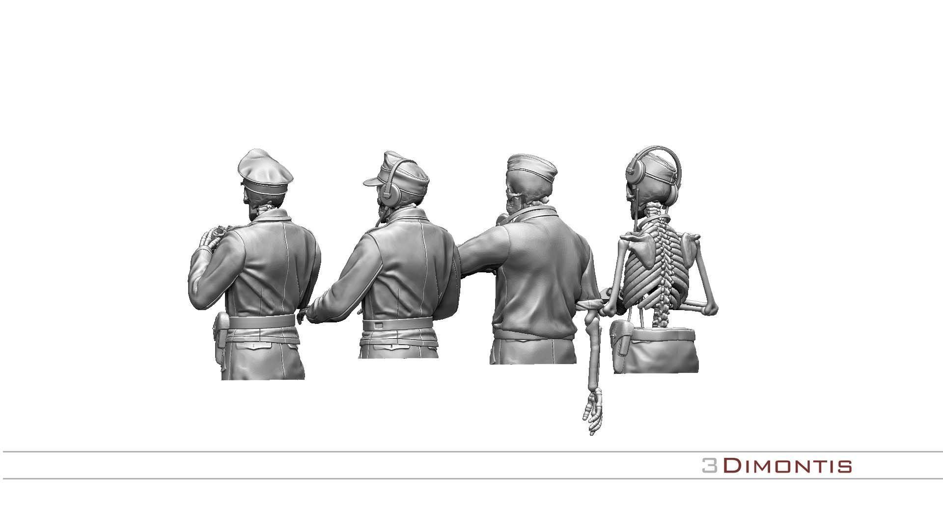 german tank crew skeletons 3D print model_19