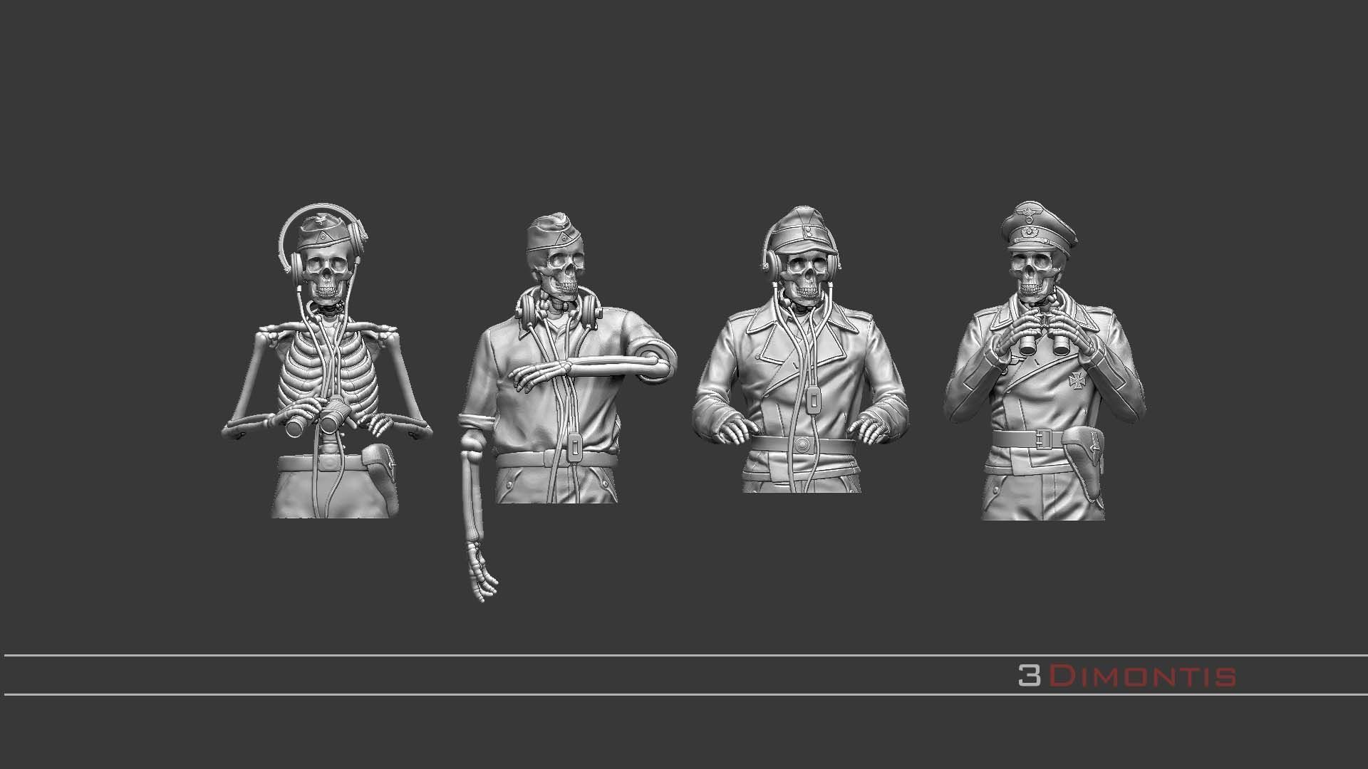 german tank crew skeletons 3D print model_32