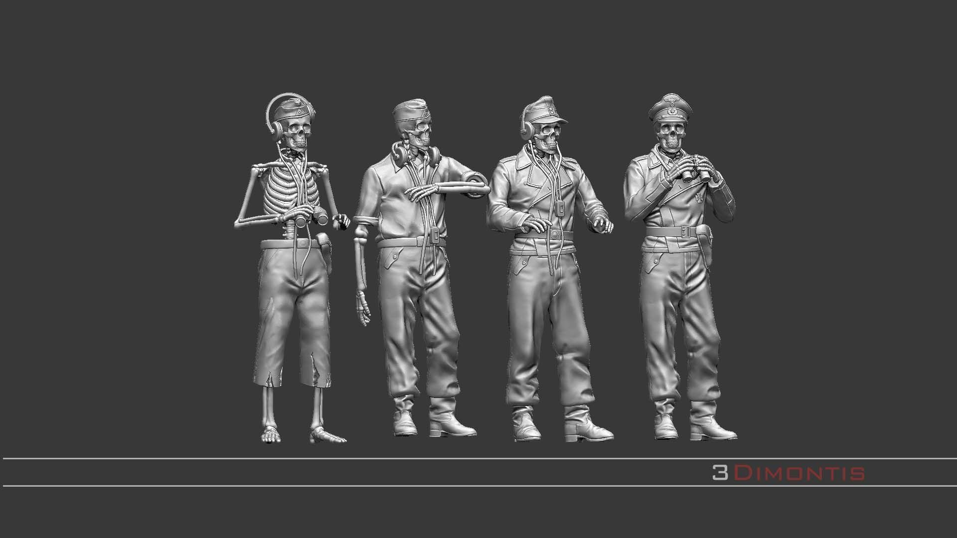german tank crew skeletons 3D print model_54