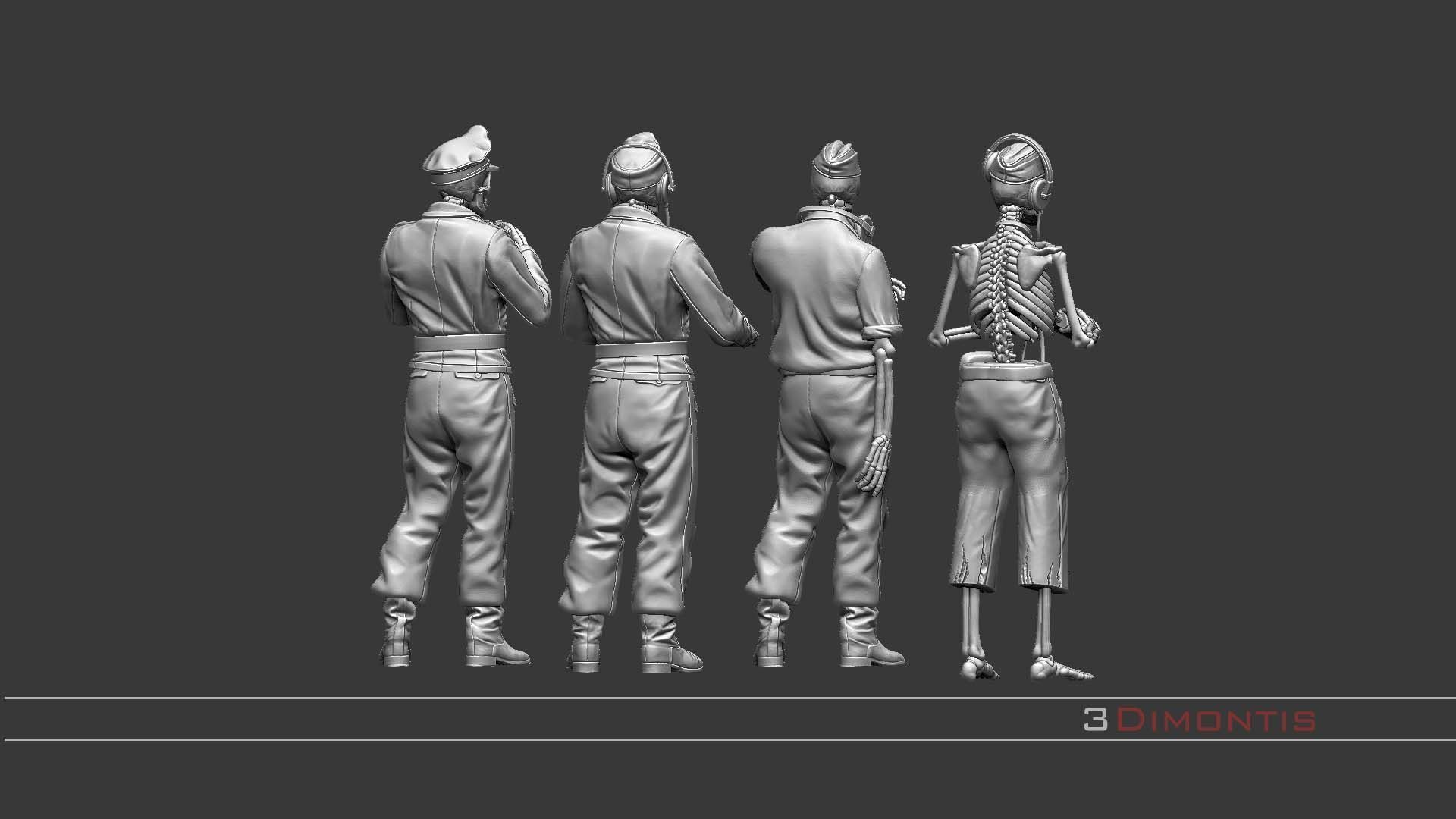 german tank crew skeletons 3D print model_53