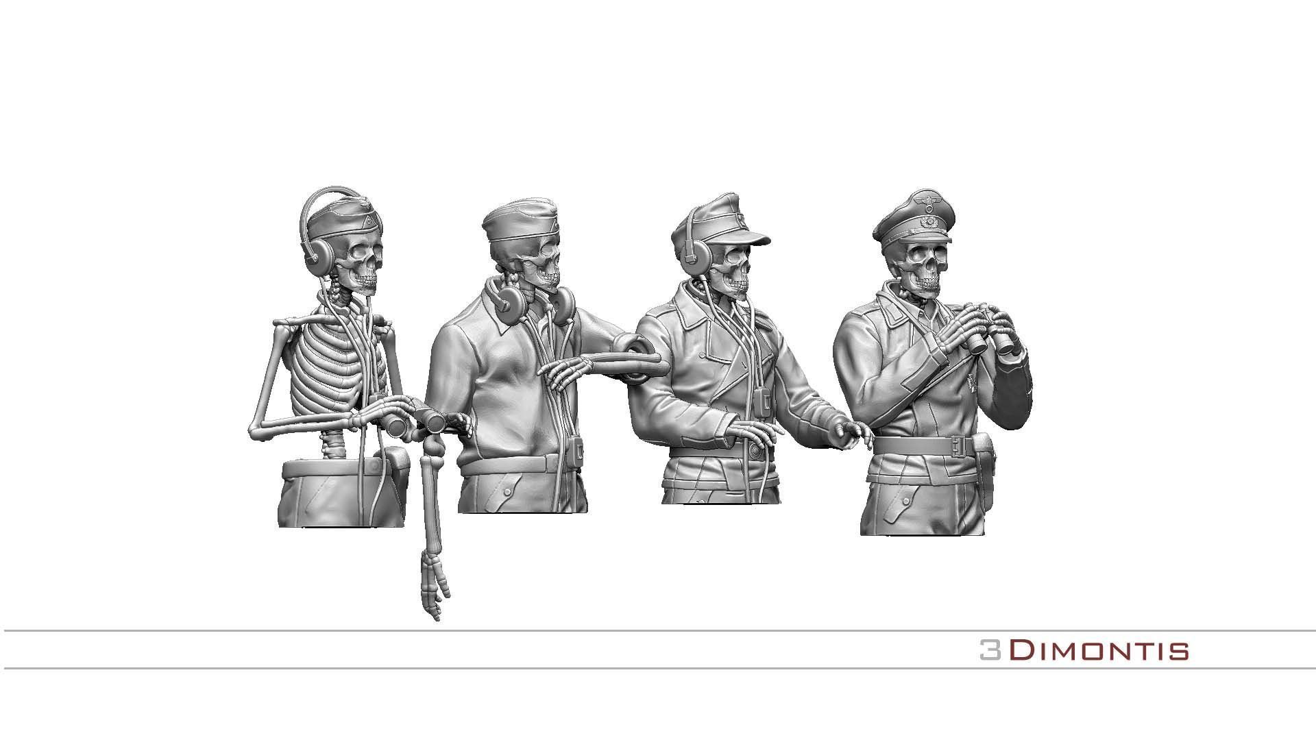 german tank crew skeletons 3D print model_26