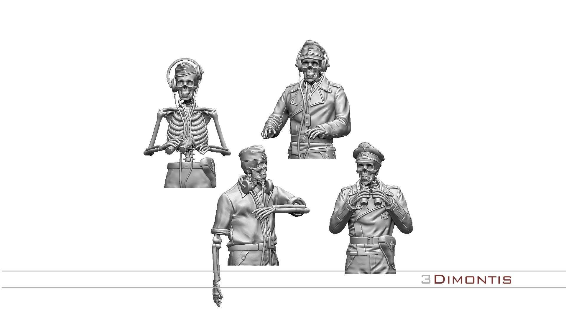 german tank crew skeletons 3D print model_59
