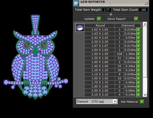Owl Diamond Pendant 3D print model 3D print model_9