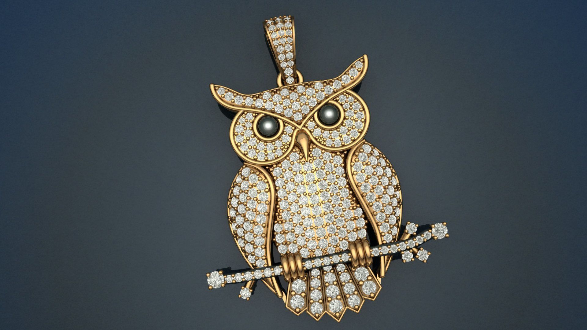 Owl Diamond Pendant 3D print model 3D print model_3