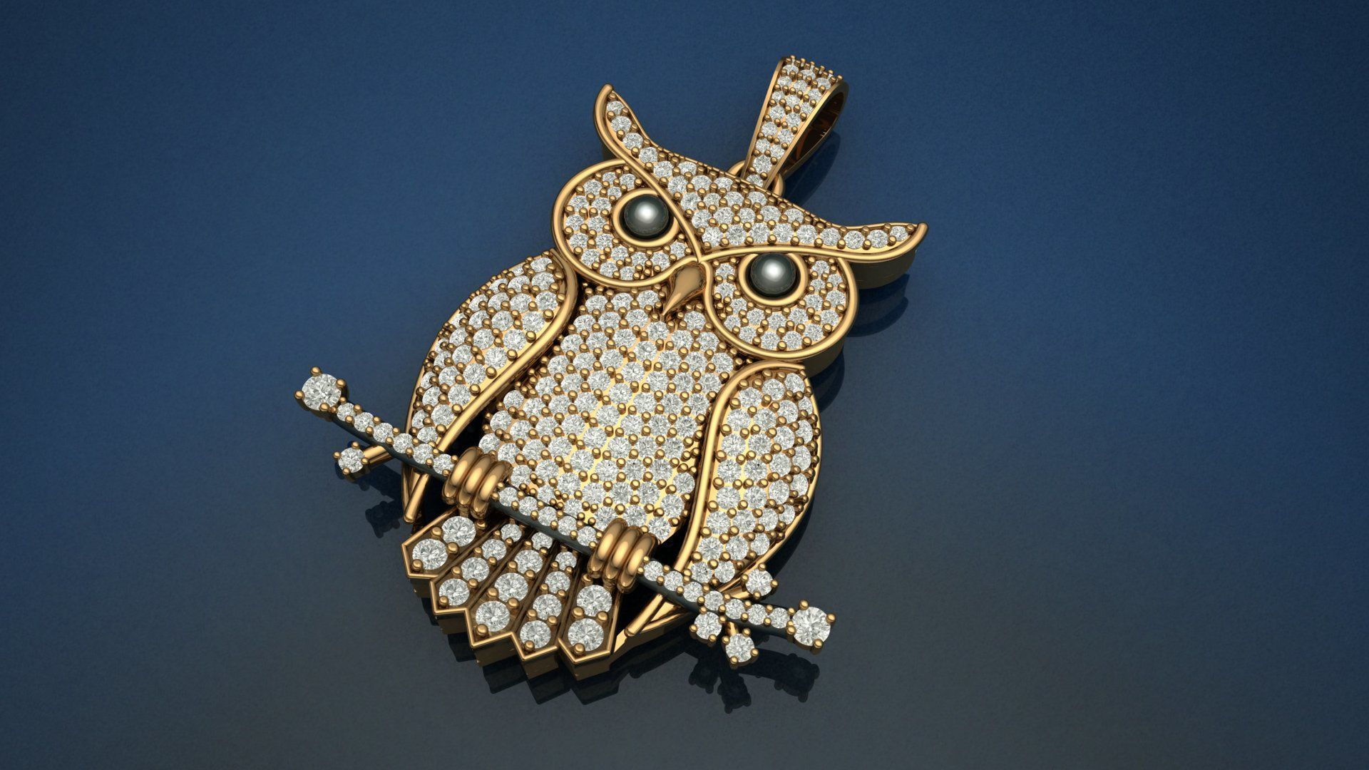 Owl Diamond Pendant 3D print model 3D print model_5