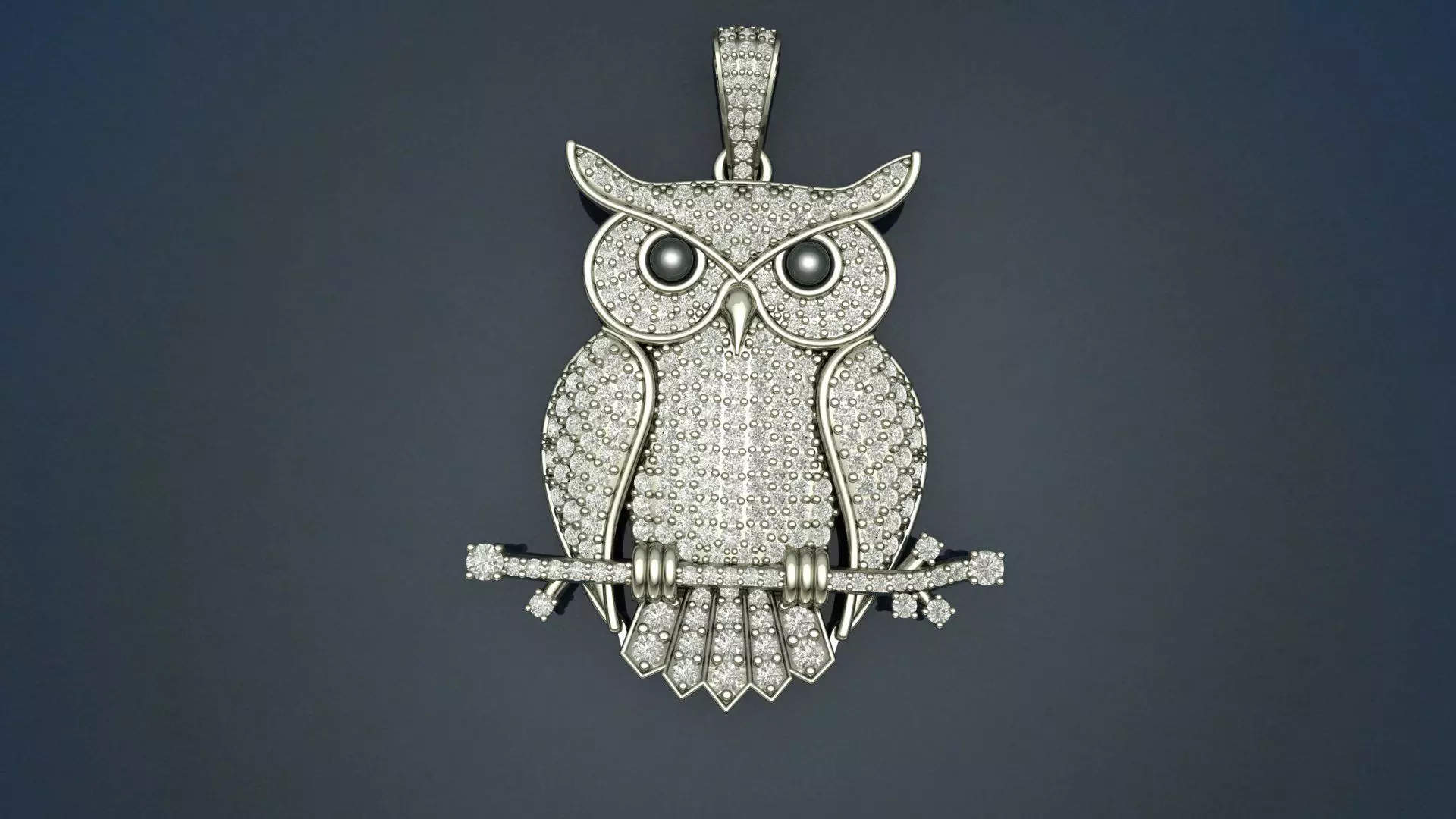 Owl Diamond Pendant 3D print model 3D print model_0