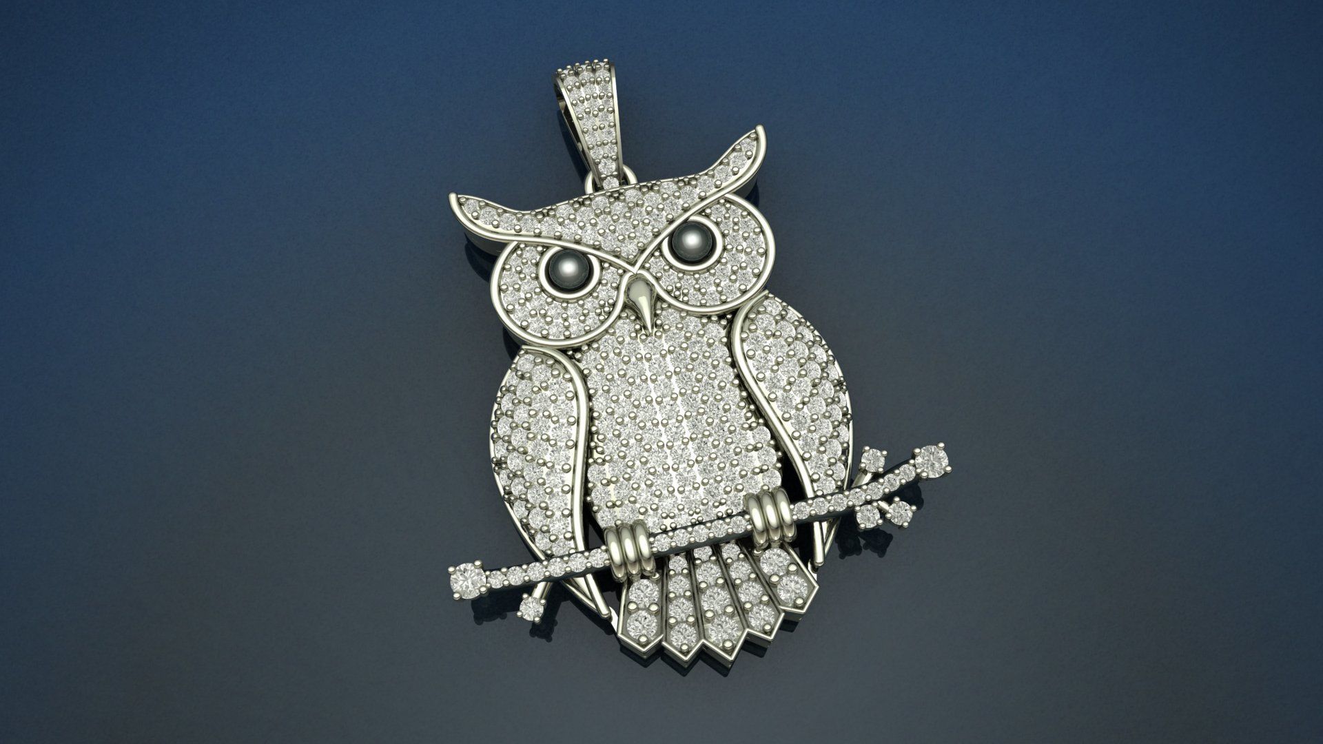 Owl Diamond Pendant 3D print model 3D print model_6